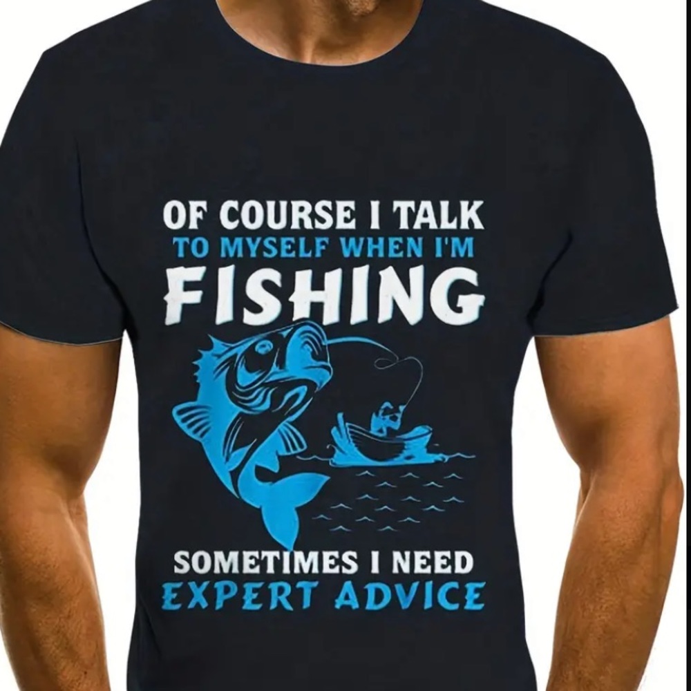 New Fishing T Shirt - Size M - Navy Blue